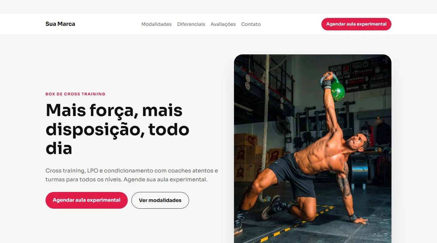 Estudo de design · não é projeto de cliente: Box de cross training