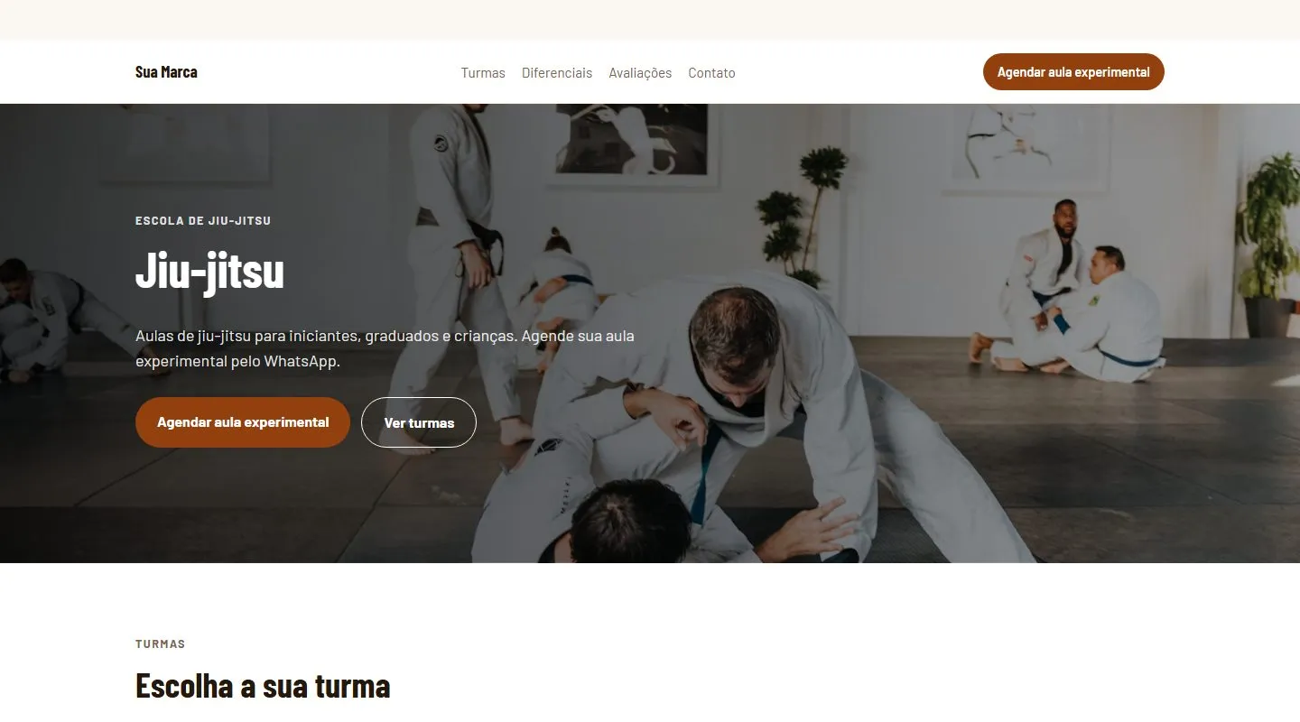 Estudo de design · não é projeto de cliente: Escola de jiu-jitsu