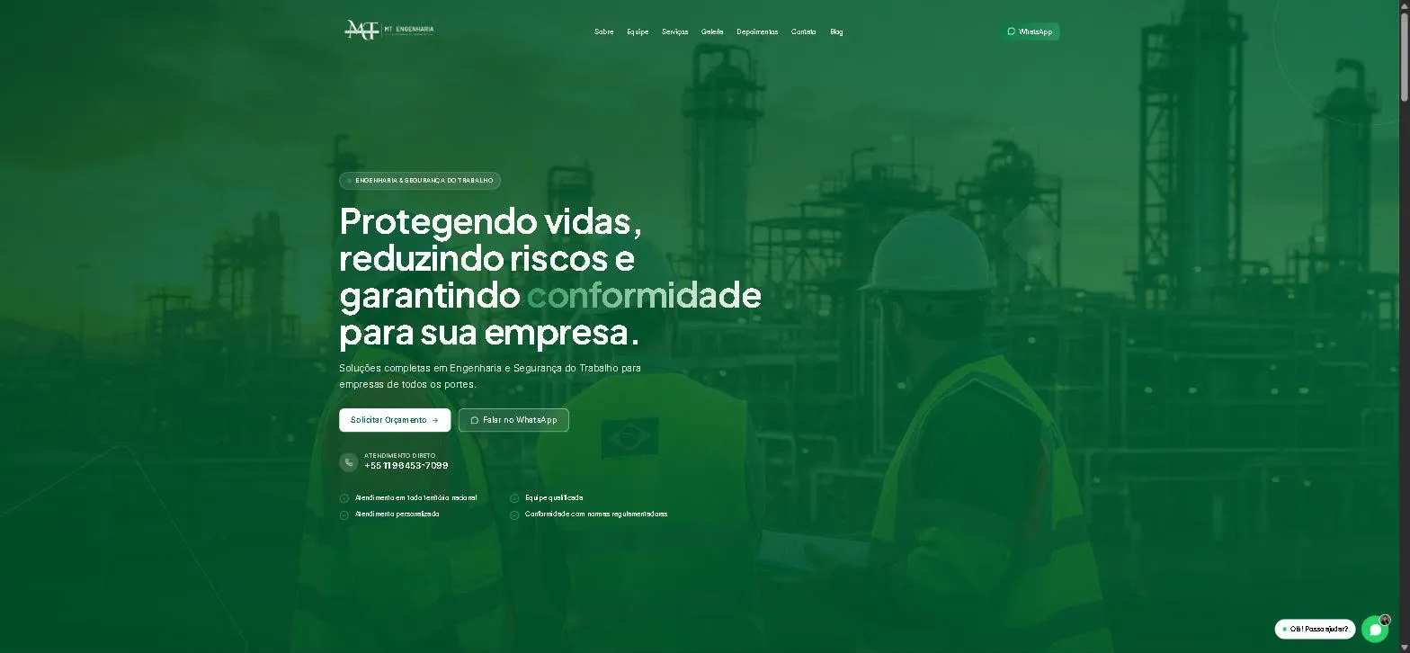 Screenshot of the MT Engenharia project
