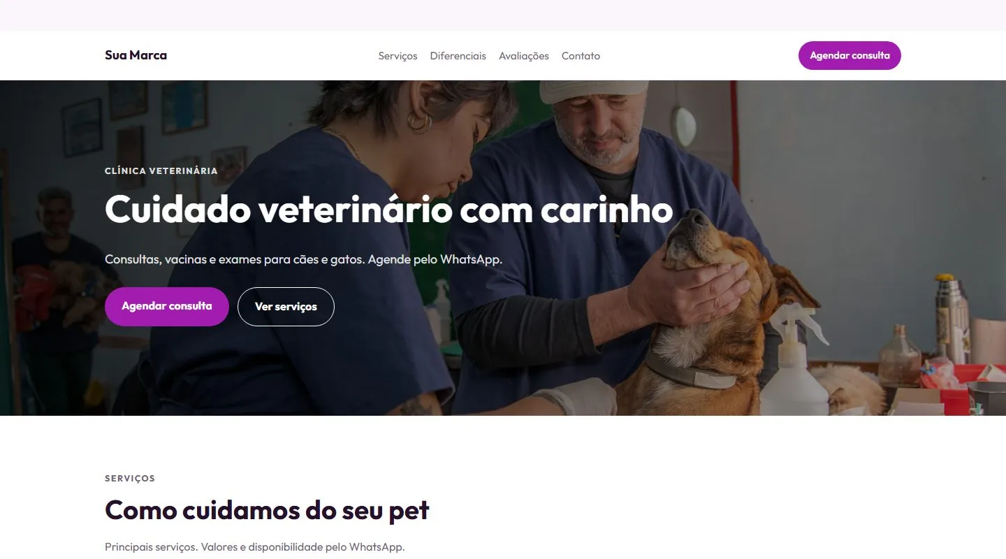 Estudo de design · não é projeto de cliente: Clínica veterinária